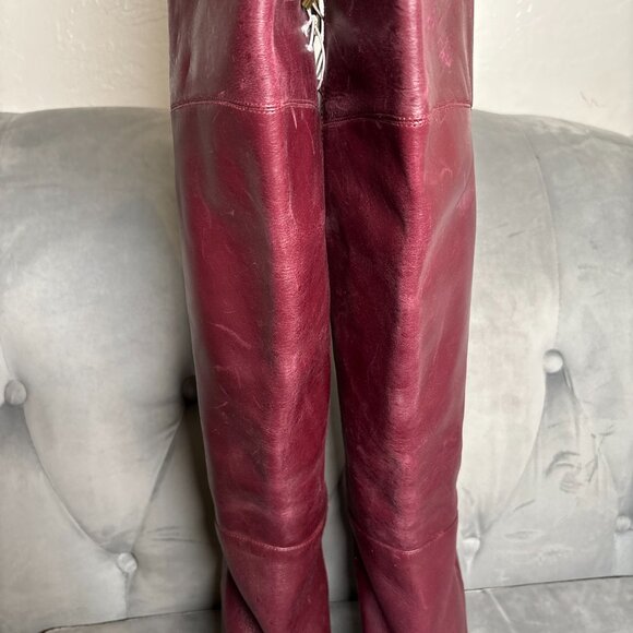 Lane Bryant Burgundy Leather  collection luciana Tall Platform Boots – 8W - Picture 6 of 15